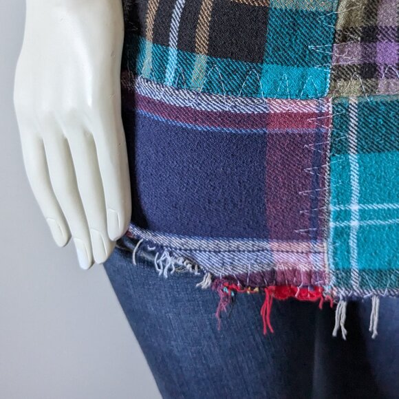 We The Free - "Lost in Plaid" Patchwork Crochet Sleeveless Shirt - Size S - Picture 8 of 9